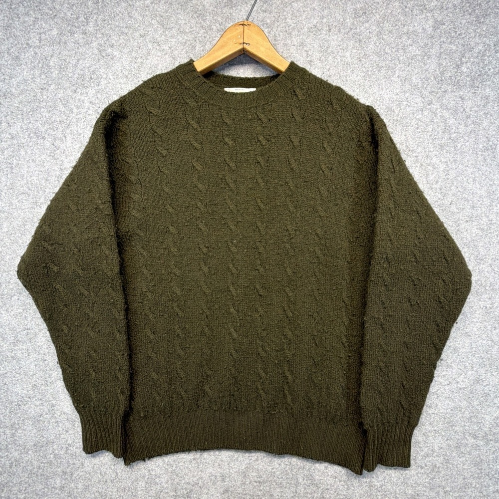 United‎ Colors of Benetton Shetland Wool Sweater L / XL Green Made in Italy
